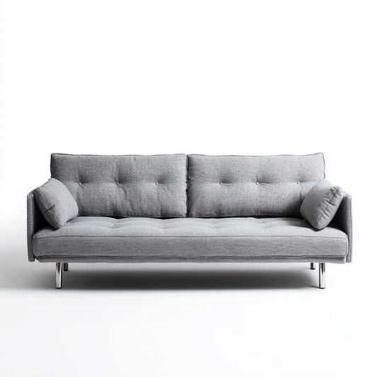Szara sofa trzyosobowa z tapicerką poliestrową 210 x 85 x 85 cm
